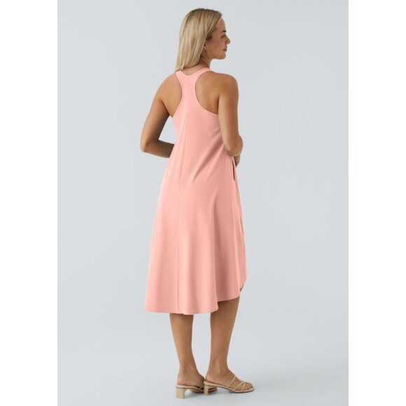 Halara Breezeful Racerback Hi Low MIdi Dress Sz XL Womens Pink Built in Bra Slee - Picture 2 of 15
